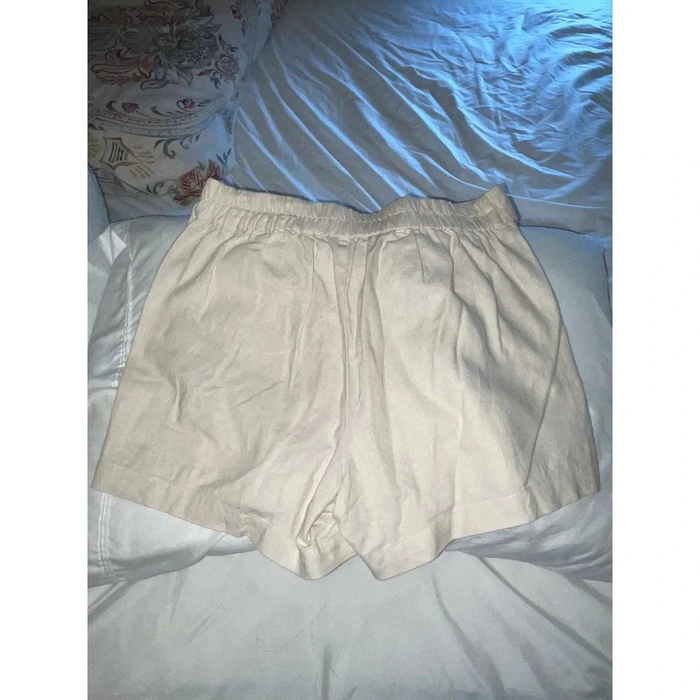 J.Crew Women Oatmeal Beige Linen Blend Tie Waist Shorts L6873 Size 4